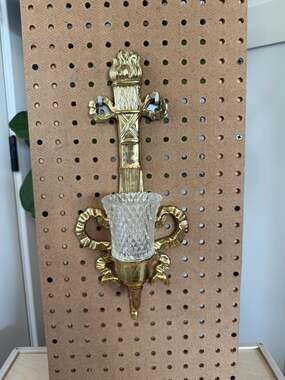 Vintage Brass Wall Candle Sconce with Votive